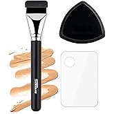 Flat Foundation Brush Rubycell Sponge & Mixing Palette Makeup Tool Couple Set- Ideal for Liquid Foundation,Ultra-Soft Seamless Blender for Flawless Natural Makeup,Minimized Absorb, Long-Lasting