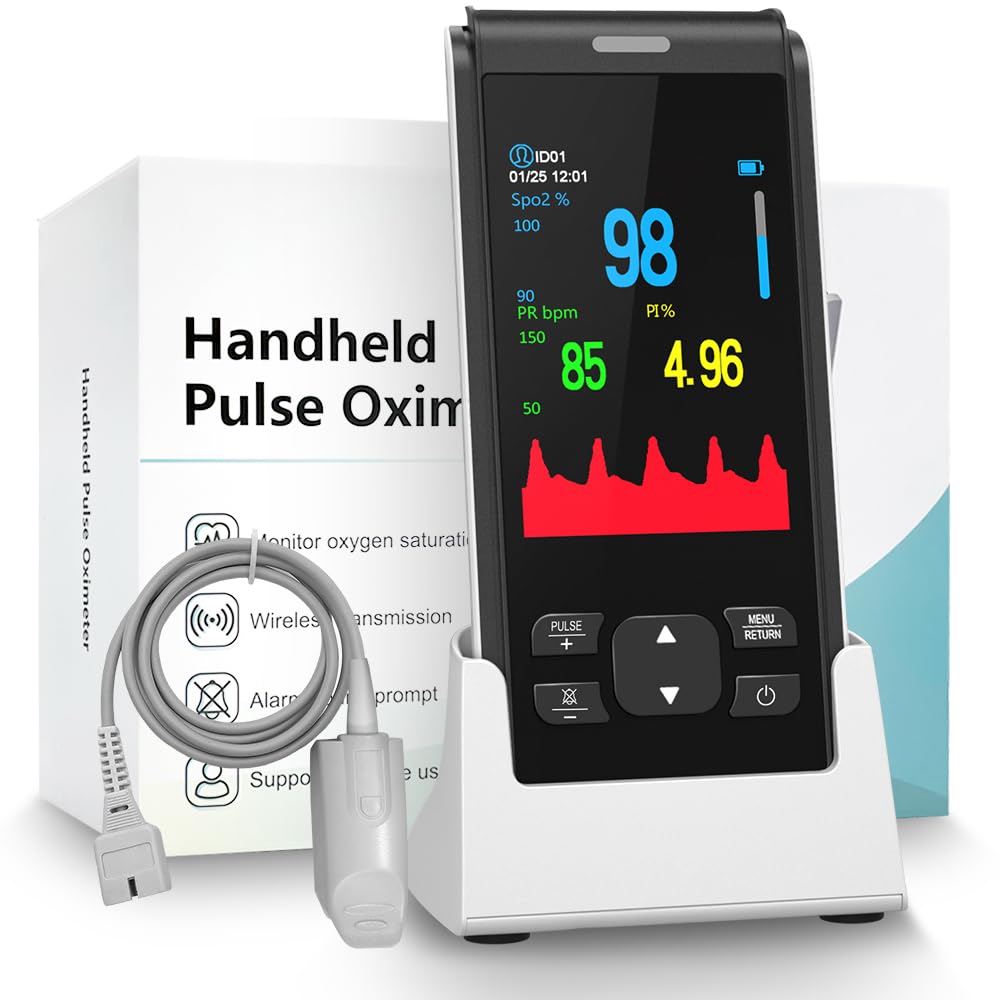 Photo 1 of Pulse Oximeter - Handheld Pulse Oximeter Rechargeable Overnight Pulse Ox Continuous oxygen meter finger pulse oximeter Fingertip with Pulse o2 sat monitor finger for oxygen SpO2