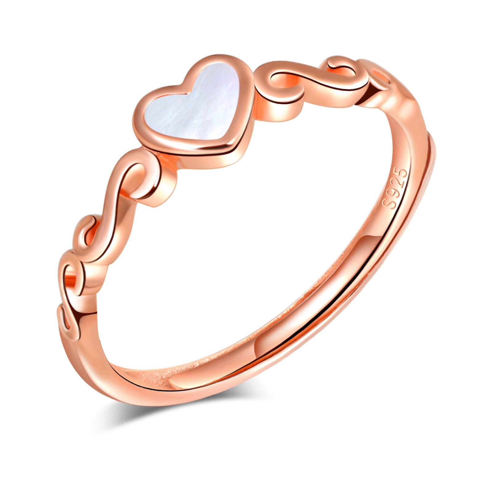 Yumilok Heart Rings 925 Sterling Silver Resizable Ring Women Girls