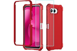 Lozeguyc for T-Mobile Revvl 8 5G Case with Screen Protector,Full Body Protection Front PC Back Soft Silicone Bumper,Heavy Duty Protection Shockproof Phone Case for T-Mobile Revvl 8 Red