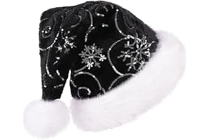 Phyxin Santa Hat, Christmas Hat, Xmas for Adults, Women, Men, Kids, Santa Costume for New Year Party, White Black