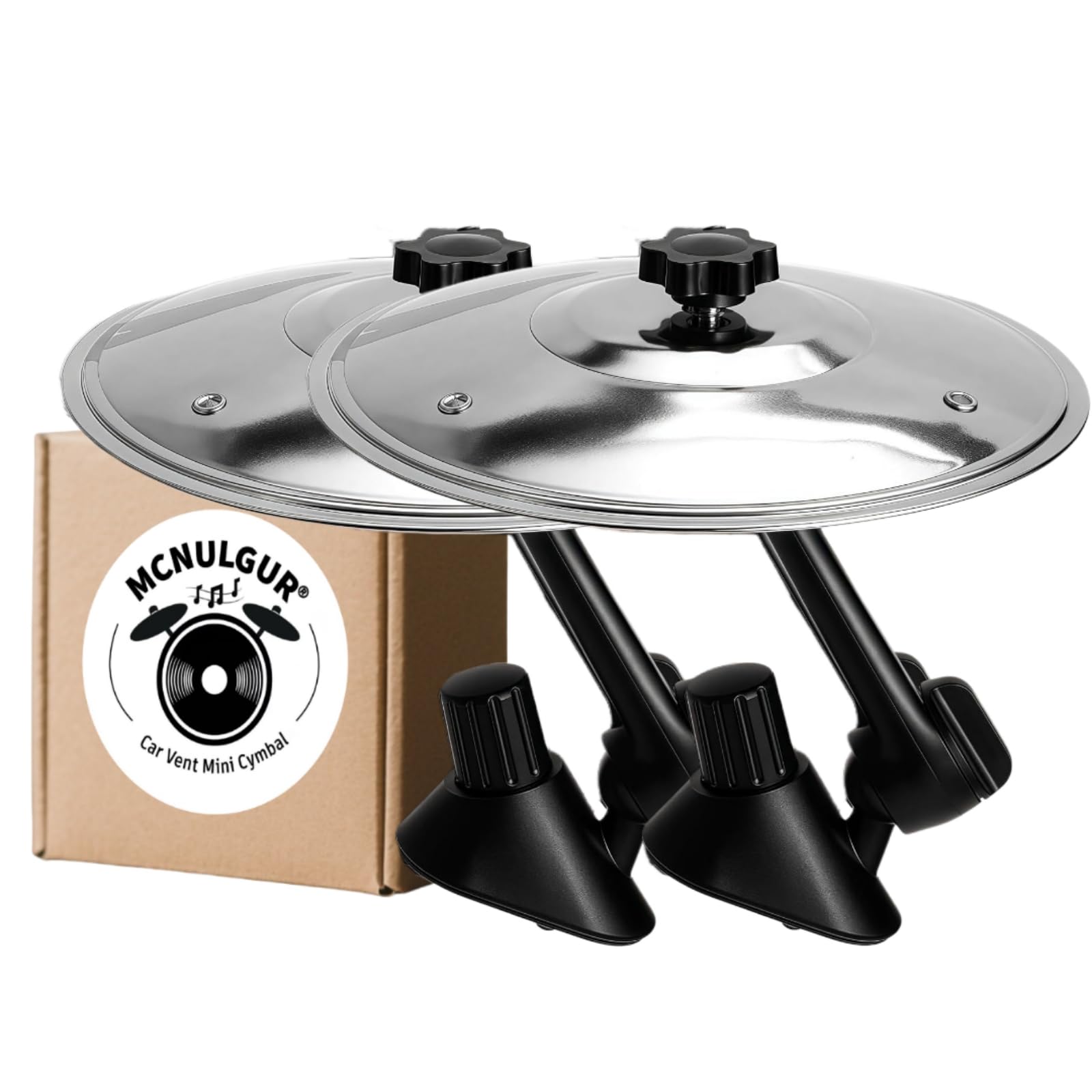 Photo 1 of 2 Pack Car Cymbal Air Vent Mounted – Mini Drum Crash Cymbal for Endless Rhythmic Fun on the Road Music Lover Gift (Silver, 14 cm Dia.)