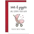 Leinessy Lovely New Baby Congratulations Card, Funny Baby Shower New Baby Card, Shits and Giggles Are Coming Your Way