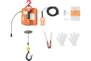 ZESTARDAIR 3 in 1 Electric Hoist Winch 660LB 38FT 110V Portable Electric Hoist 16ft/min 1500W Portable Winch Crane for Attic Life, Deer Hoist, Garage, Warehouses, Factories (Orange)