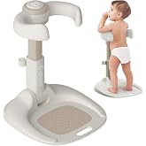 Cmore Baby Shower Stand - Smooth Holder Arms with Adjustable Height, Stable Support Base, Anti-Slip Mat &amp; Floor Pads, ABS Plastic (BPA-Free), Foldable - Suitable for Infants &amp; Toddlers 6-36 Months