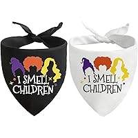 Halloween Hocus Pocus Dog Bandanas - I Smell Children Witch Dog Scarf - 2 Pcs Adjustable Sanderson Sisters Holiday Party Tria