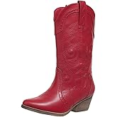 Bplangat Cowboy Boots for Women Wide Calf Cowgirl Boots Pointed Toe Embroidery Stitched Fashion Western Boot Mid-Calf with Pull-on Tabs, US Size 5-11