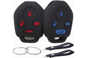 REPROTECTING Silicone Rubber Key Fob Cover Compatible with 2008-2023 Subaru Crosstrek Forester Impreza Legacy Outback Tribeca WRX STI XV Crosstrek Ascent (Black Black with red)