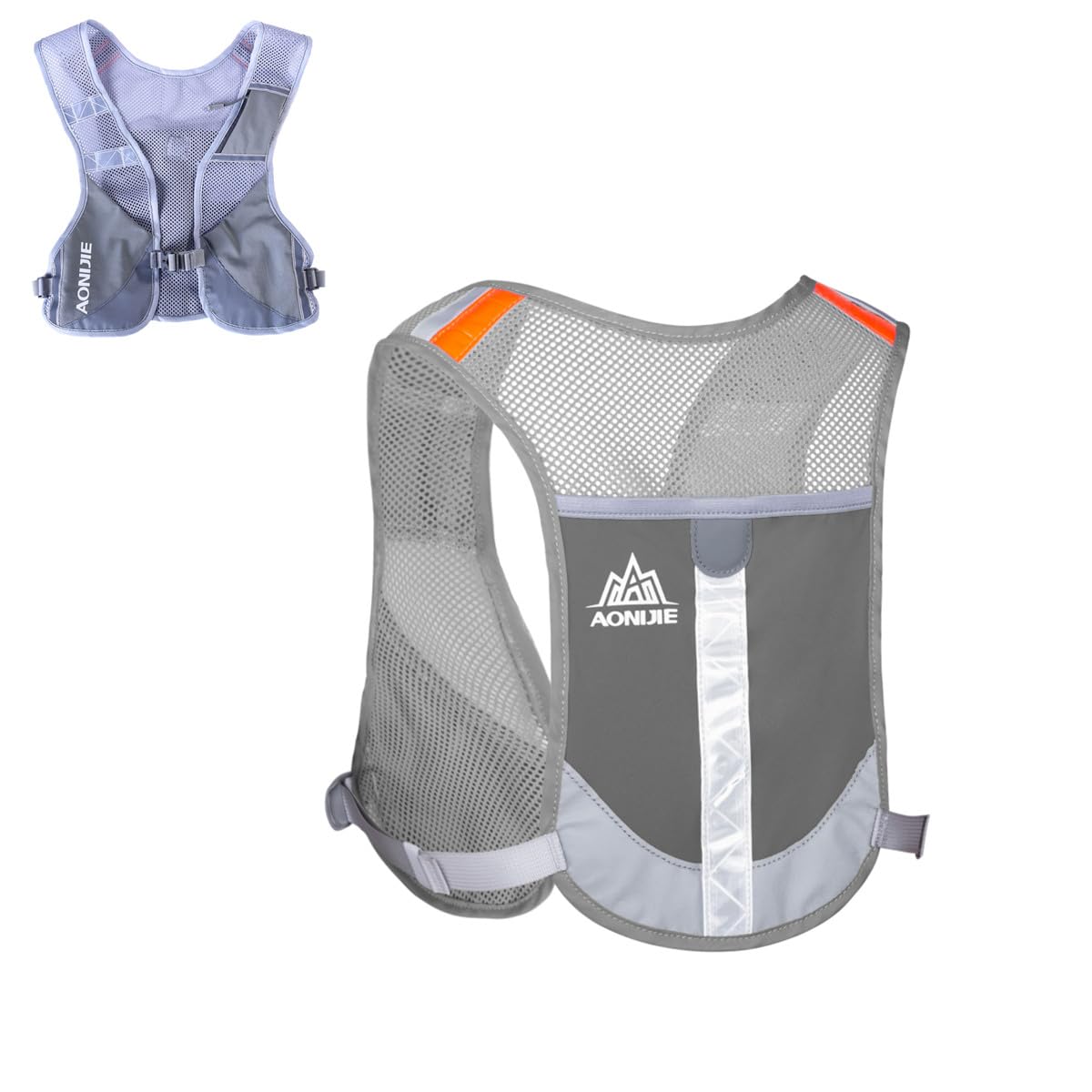 Achsoo Ultralight Reflective Running Vest Backpack Marathon Hiking Bags Hydration Pack Outdoor Sport Bag Cycling Pack (Gray)