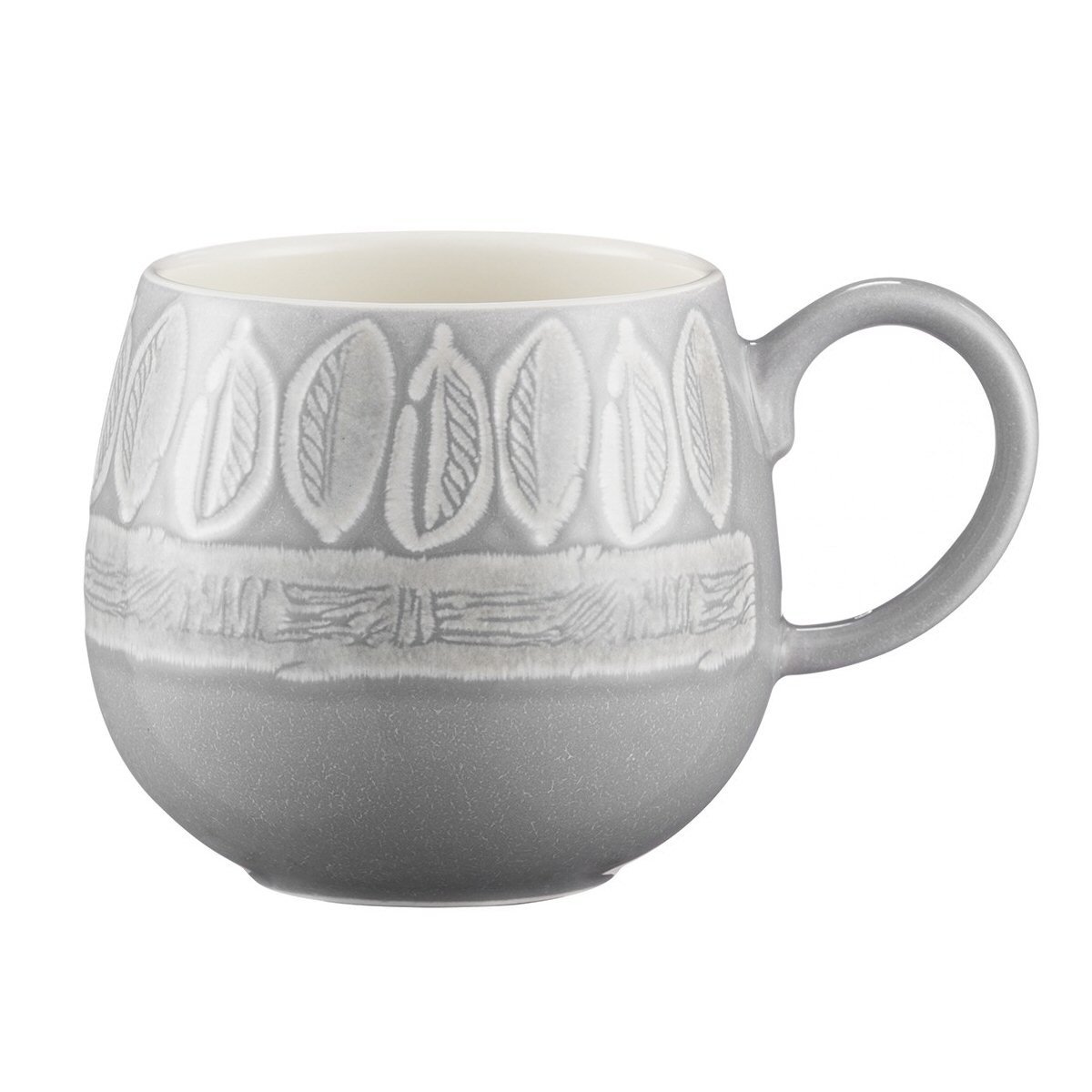 Mason Cash Impressions Durable Stoneware 350ml Grey Leaf Mug, Ceramic, 13 x 9.7 x 8.4 cm, 2001.880