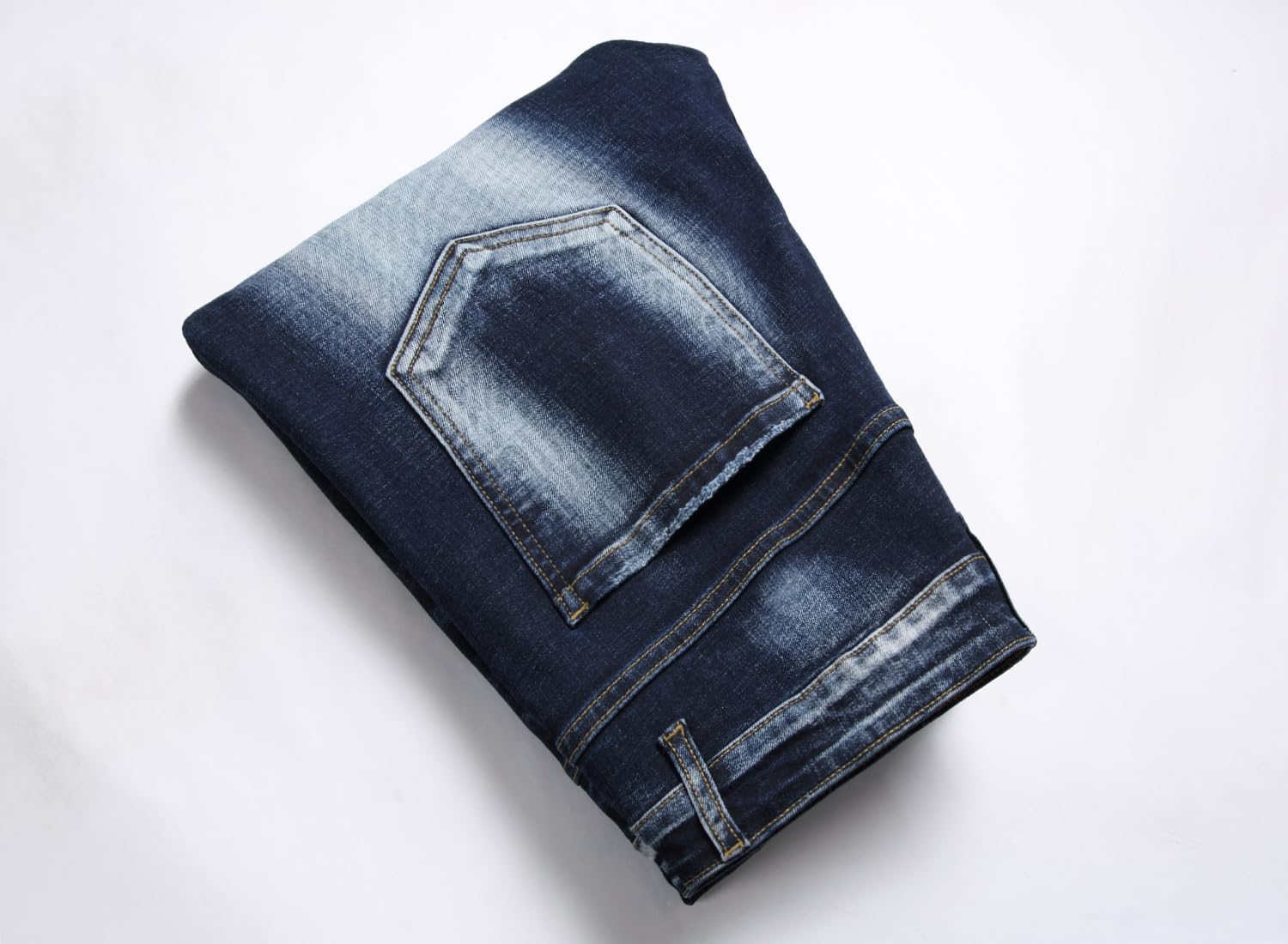Baylvn Men's Designer Straight Slim Fit Patchwork Jeans Comfort Skinny Biker Denim Pants
