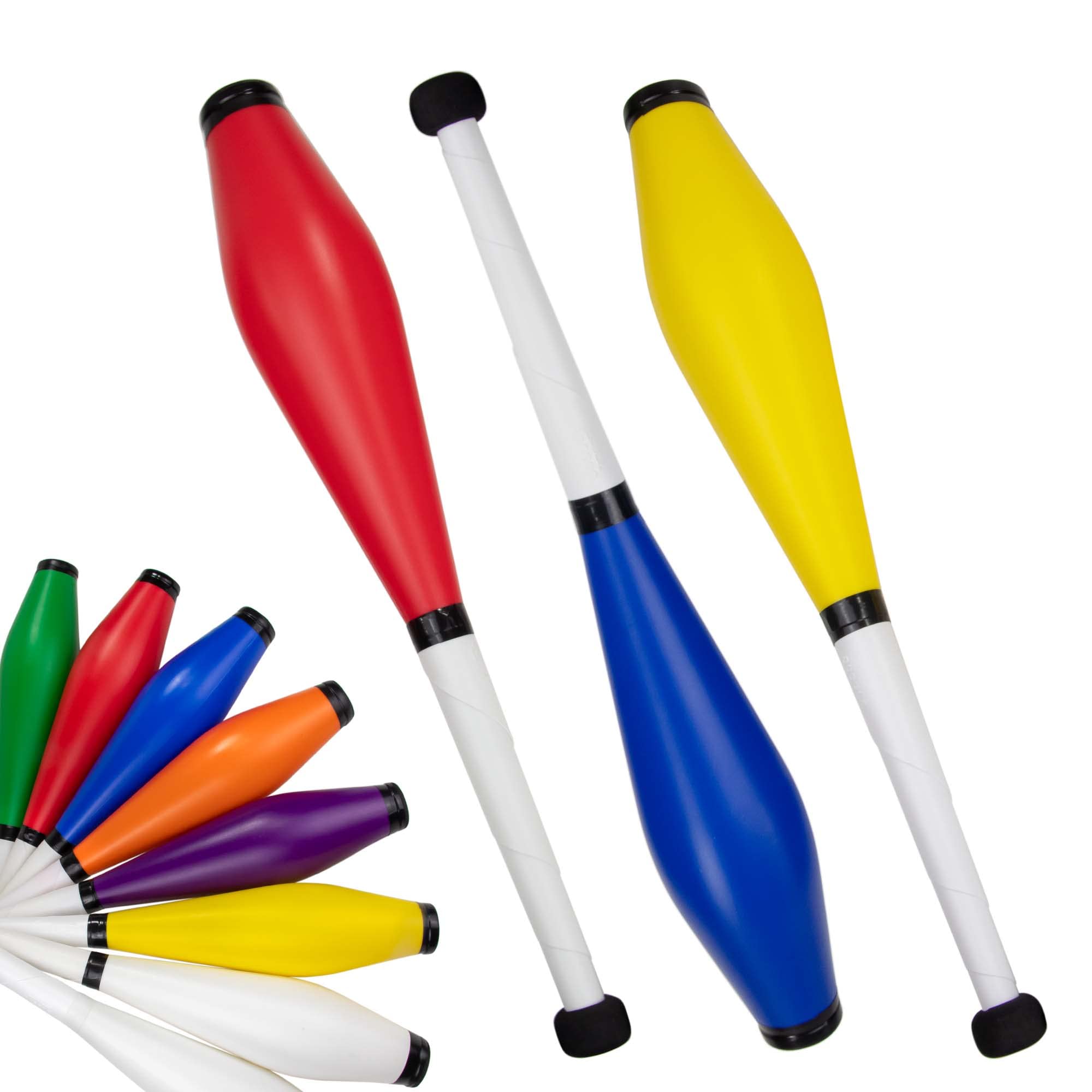 Juggle Dream Trainer Street Juggling Club Set of 3 Great Trainer Clubs - Juggling Set for Beginners and Advanced Jugglers (Red, Blue, Yellow)