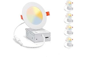 INCARLED Pot Lights LED 4Inch 5CCT 850LM 10W 4Pack Slim Recessed Lighting with Junction Box, 2700K 3000K 3500K 4000K 5000K Lu