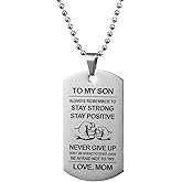 VIMIEW To My Son Dog Tag Pendant Mens Inspirational Chains Necklace Gift For Son From Dad Mom,Christmas Mother's Day Birthday Mitzvah gift for Men Teen Boys.