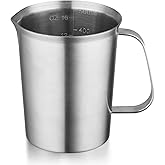 CURTA 18/8 Stainless Steel Measuring Cup with Handle and Pour Lip, Metal Pitcher with Oz and ML marking, 16OZ/500ML- 2 Cup), Heavy-Duty Pitcher