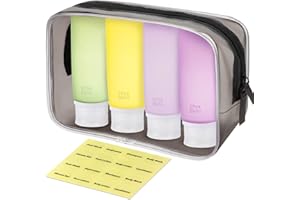 INSFIT Portable Travel Bottles, TSA Carry On Approved Toiletries Containers, 3 Ounce Leak Proof Squeezable Silicone Tubes