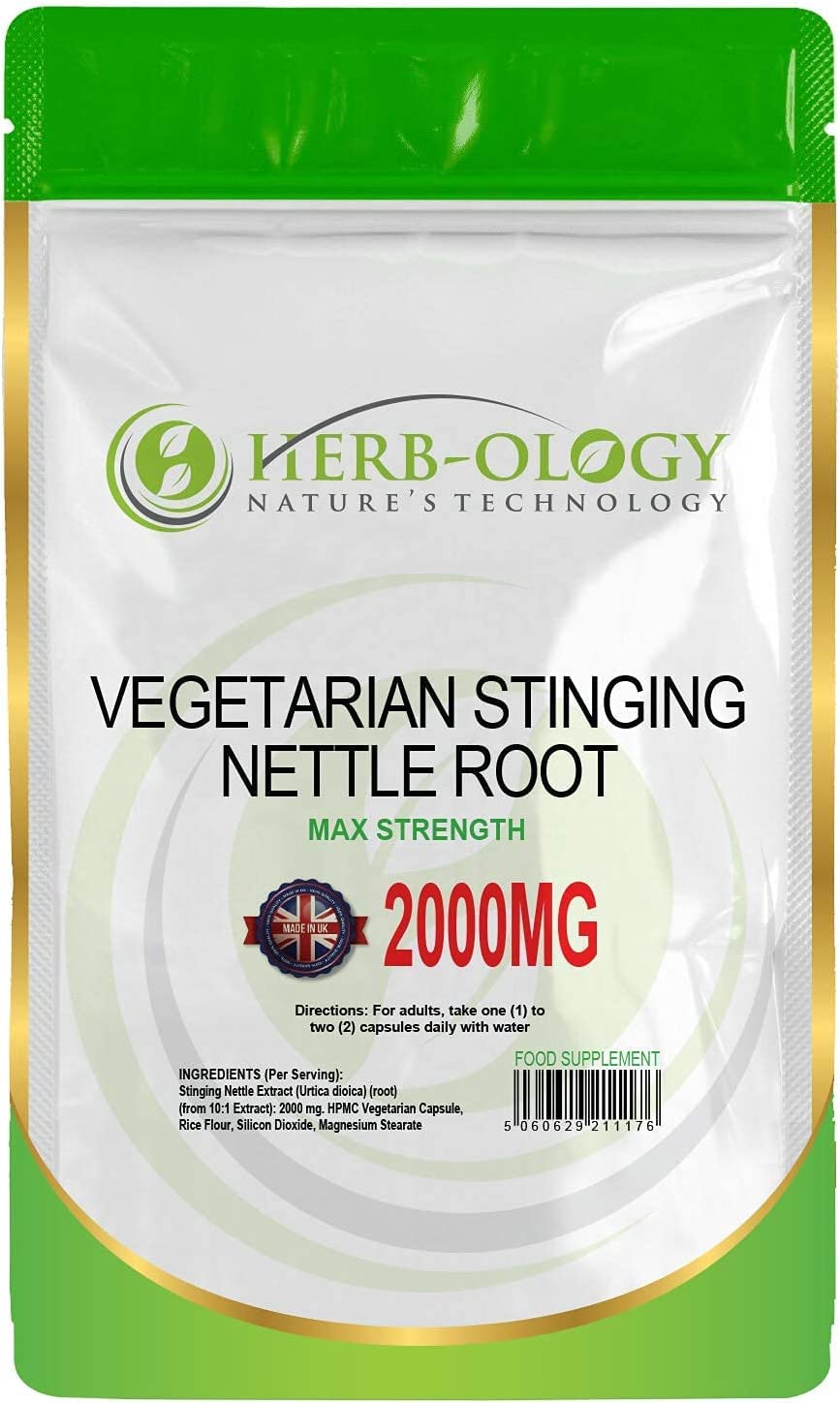 Herb-Ology Stinging Nettle Root Capsules | 60 Nettle Root Capsules (10:1 Extract) 2000mg per Serving | Suitable for Vegitarians & Manufactured in The UK in an ISO Certified Facility