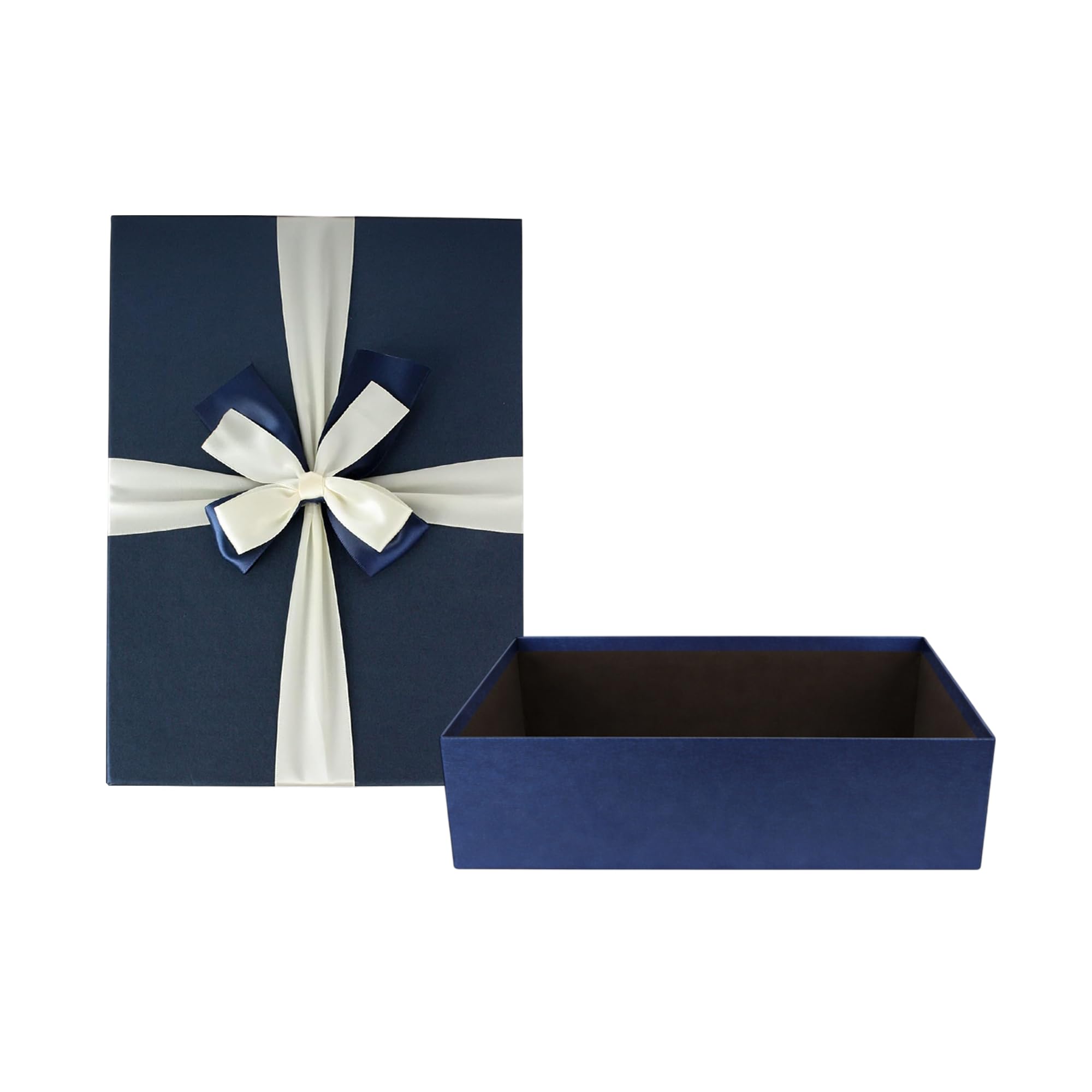 Emartbuy Blue Rigid Gift Box with Ribbon – 29 x 21 x 9 cm – Luxury Cardboard Presentation Box | Premium Packaging for Hampers, Birthdays, Weddings, Corporate Gifting