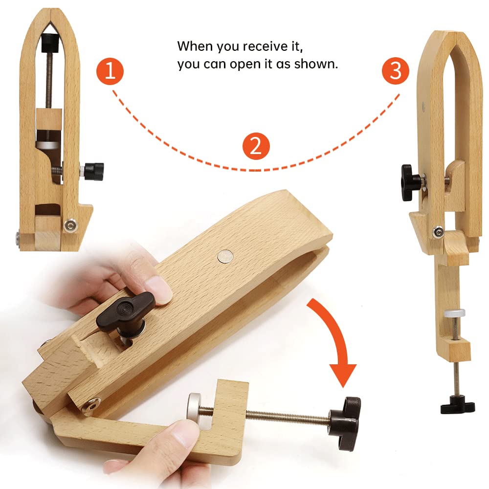 Stitch Pony,FASTTOBUY Beech Wood Foldable Leather-Pony Table Desktop Stitching Pony Horse Clamp,Leather Sewing Pony Horse Clamp for DIY Hand Stitching Leather Clamping