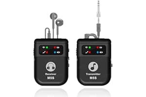 JCANOL M5S Wireless in Ear Monitor System, 2.4G Stereo Wireless IEM System with Beltpack Transmitter Receiver 164ft Receiving Distance Auto-Pairing for Studio, Band, Live Performance