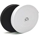 Ewparts Elastic for Sewing 0.6inch Black Elastic Sewing Band 20 Yards Waistband Elastic Strap White Elastic Spool Wide Sewing