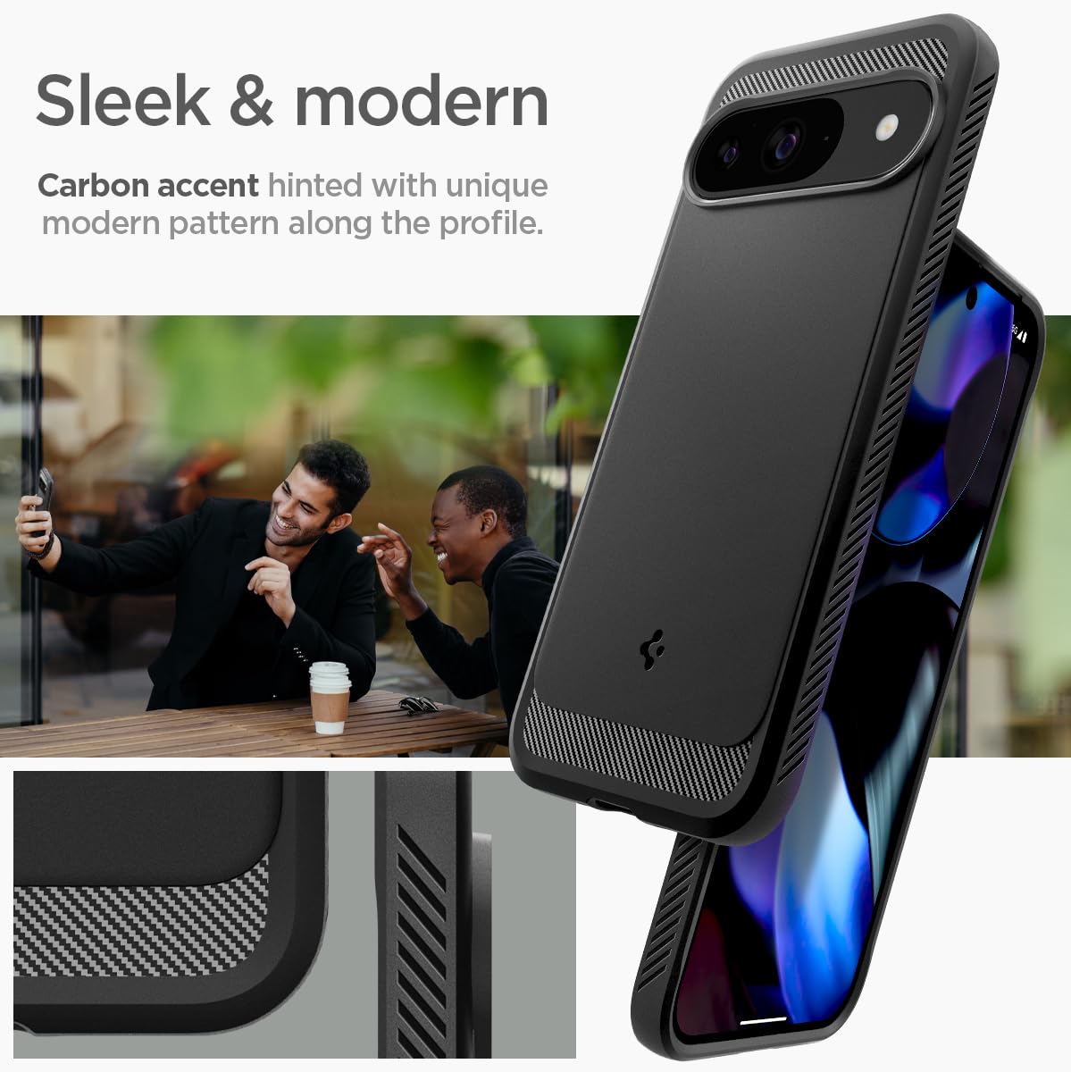 Spigen Rugged Armor Designed for Pixel 9 Case/Pixel 9 Pro Case (2024) [Hard Shell] [Military-Grade Protection] - Matte Black