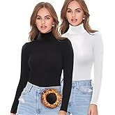 HOPLYNN 2/4 Pack Thermal Turtleneck Women Fleece Lined Turtle Neck Long Sleeve Shirts Mock Pullover Sweater Tops