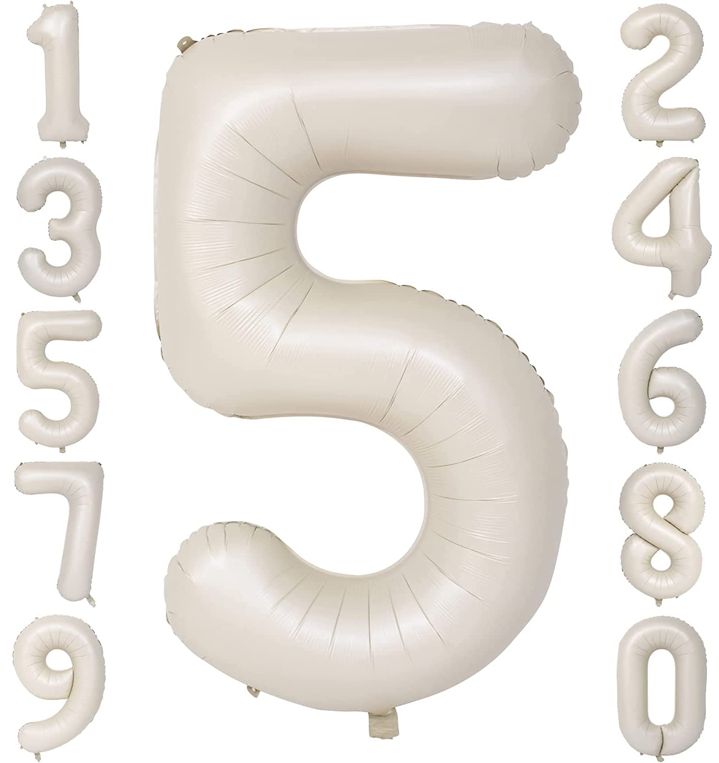 White 5 balloon,Creamy white number balloon 40in large foil helium balloon,birthday wedding Anniversary baby show paty decoration