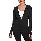 COOrun Women's UPF 50+ Sun Protection Hoodie Jacket Long Sleeve Athletic Running Full Zip Workout Jacket with Pockets