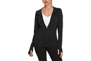 COOrun Women's UPF 50+ Sun Protection Hoodie Jacket Lightweight Full Zip Running Jacket Athletic Jacket with Thumb Holes