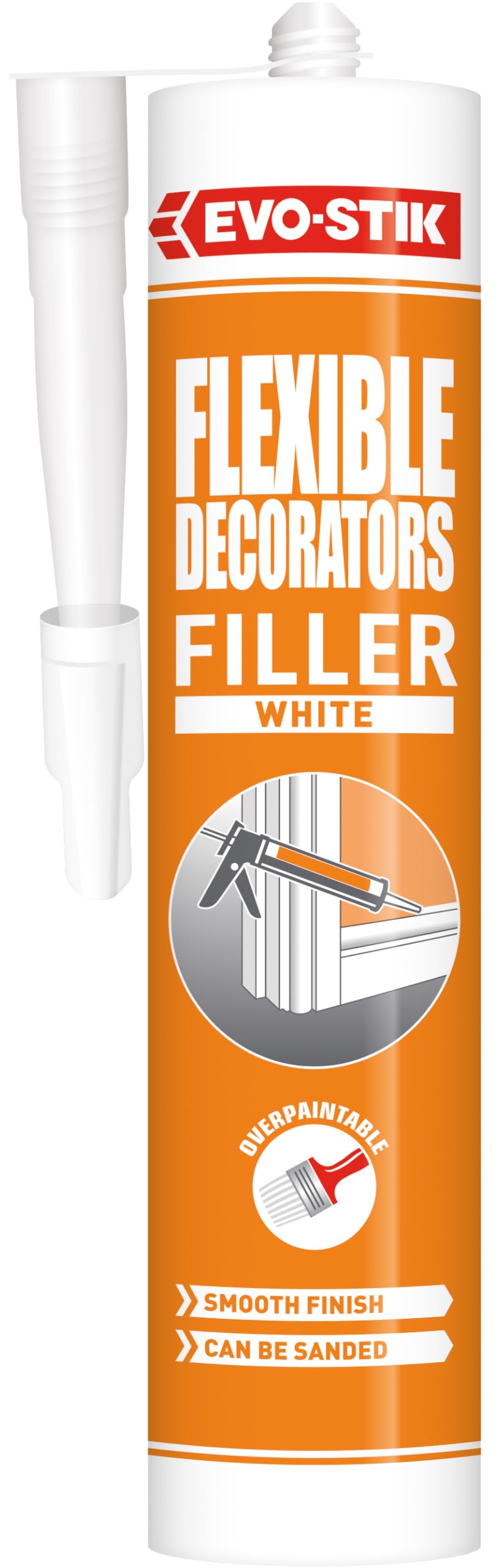 EVO-STIK Flexible Decorators Filler White - 290ml - Acrylic - Ideal for Filling in Fine Cracks and Cavities - Can be Sanded Painted or Papered Over - 15 Years Guarantee
