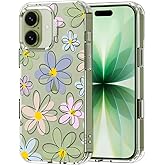 MOSNOVO for iPhone 17 Case | Military Grade 6.6ft Drop Tested | Camera Control | Clear with Linear Blooms Design