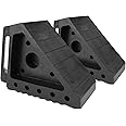 MAXXHAUL 70472 Solid Rubber Heavy Duty Black Wheel Chock, 8" Length X 4" Width X 6" Height - 2 Pack