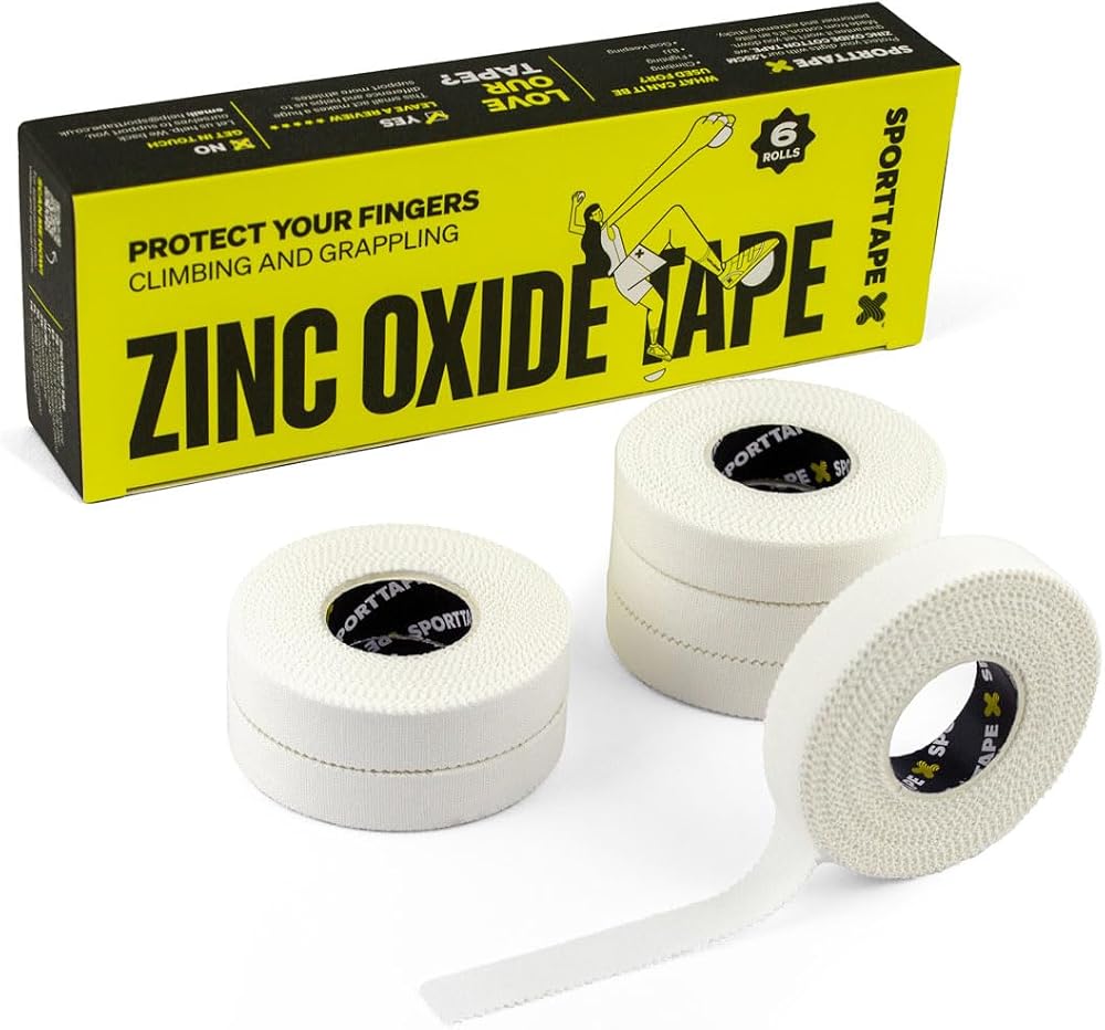 SPORTTAPE Zinc Oxide Finger Tape 6 Rolls White 1.25cm x 10m Pack of 3