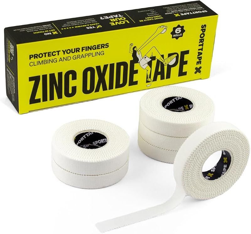 SPORTTAPE Zinc Oxide Finger Tape 6 Rolls White 1.25cm x 10m Pack of 3