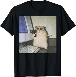 Cyber Hamster Meme Cringe Funny Animal Vintage Graphic Tee T-Shirt