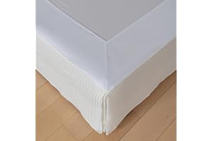 XUAN DIAN King Bed Skirt, Wrap Around Bed Skirt with Pleated Corner, 12 Inch Drop Pleated Waffle Weave Bedskirts, Anti-Slip, Microfiber, Ivory, 12'' King