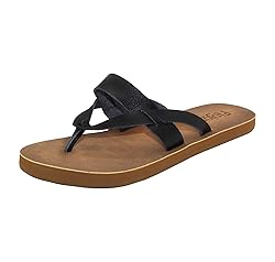 FLOJOS Women's Priya Flip-Flop, Black/Tan, 11