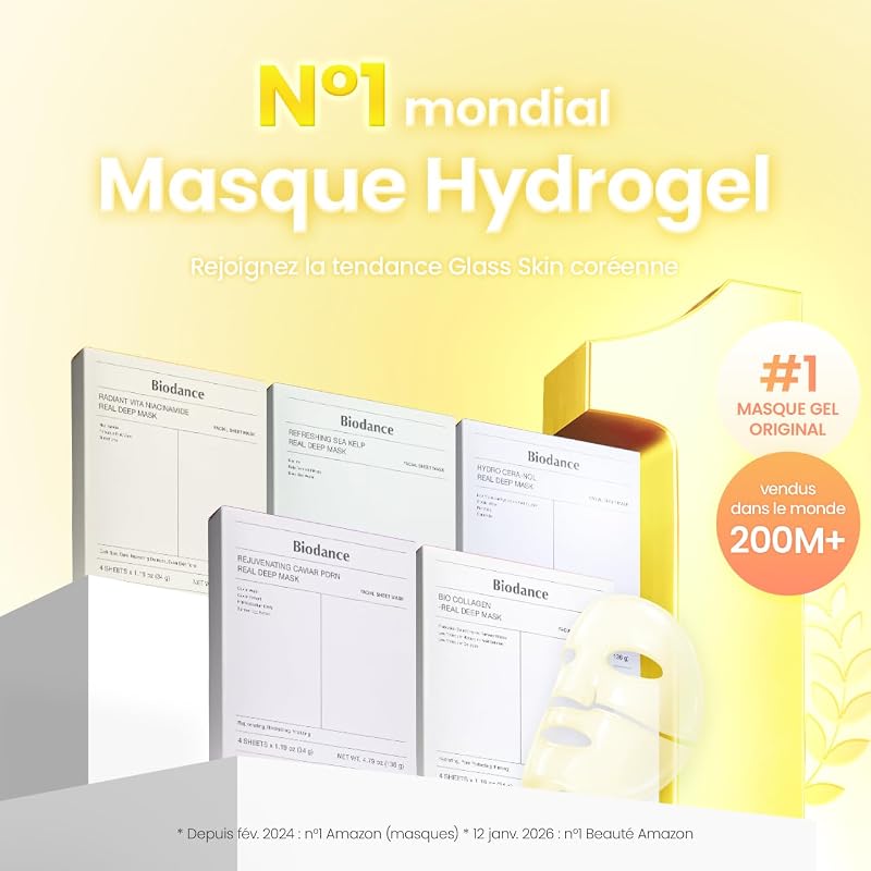 Radiant Vita Niacinamide Real Deep, Masque Visage Hydrogel, Masque de Nuit, Éclat du Teint et Texture de Peau Affinée, K-Beauty Coréenne, 4 Masques