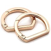 10pcs Metal Spring Key Ring,Spring Snap Hooks Clip Buckle,Flat D Ring for Purses (Gold)