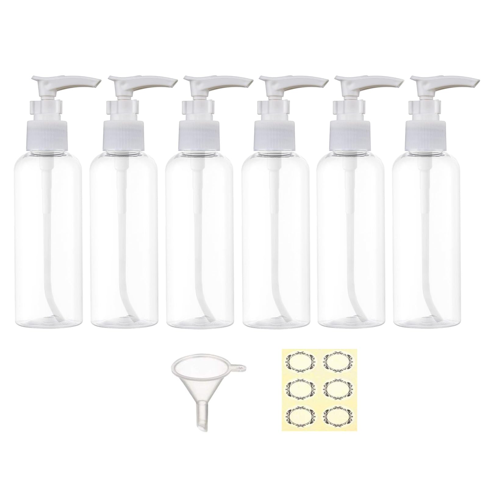 Apstaqeoo 6Pcs 100ML Empty Travel Bottles Plastic Pump Bottle Lotion Dispenser Bottle Set Refillable Makeup Cosmetic Container TSA Approved for Toiletries Shampoo Massage Cleansing Oil (Transparent)