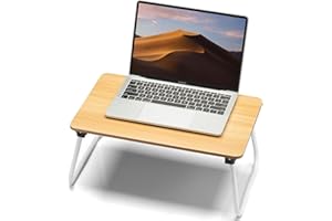 FISYOD Foldable Lap Table, Laptop Bed Desk, Portable Study Table, Laptop Desk/Stand for Bed, Lightweight & Mini Desk for Breakfast or Drawing - Oak