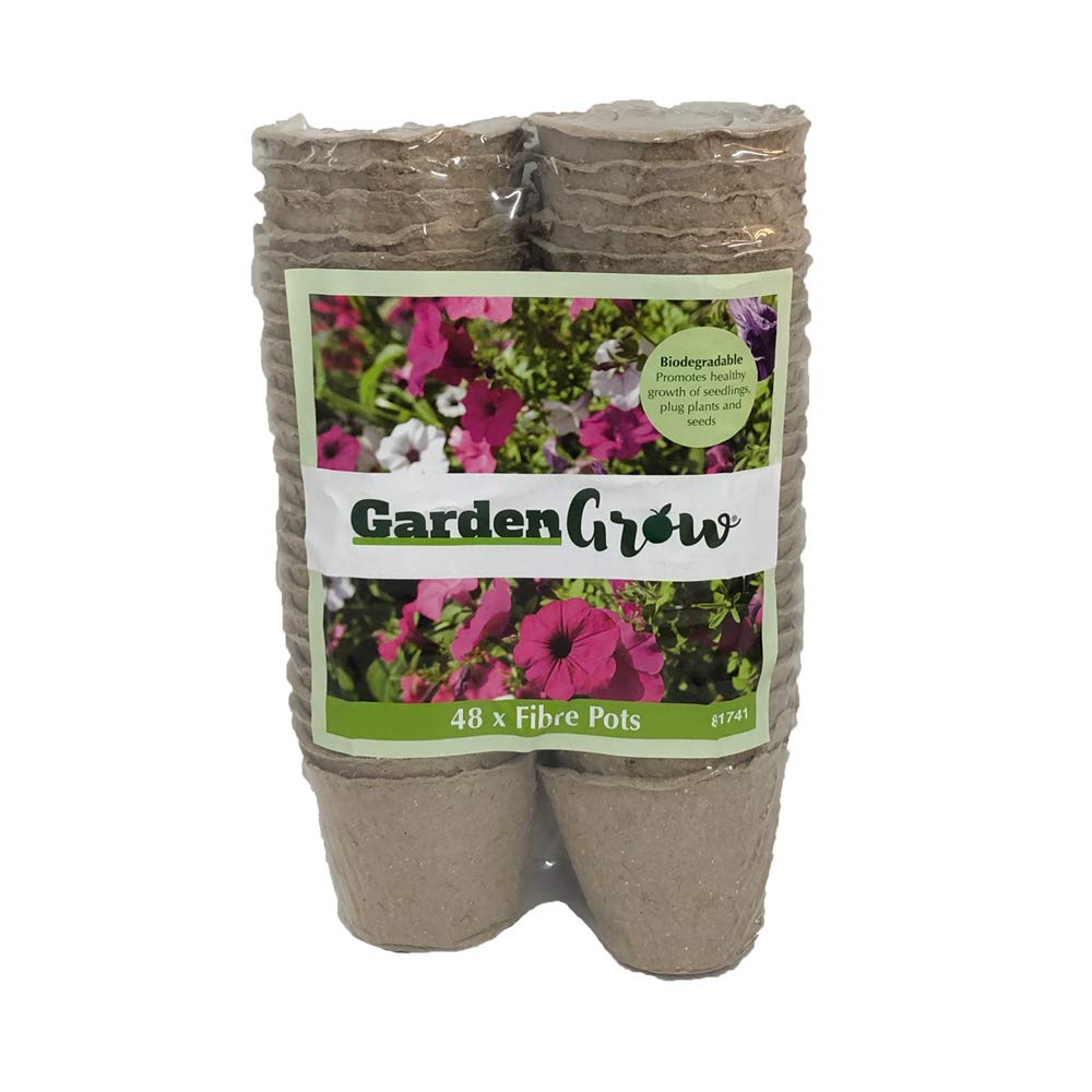 Thompson & Morgan Biodegradable Plant Fibre Seed Pots for Seeds, Seedlings & Cuttings, An Eco-friendly Alternative to Plastic, 48 x 6cm Fibre Pots (48)