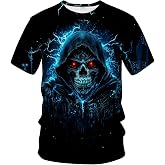 QTAGTESS Novelty Men's Gothic Skull T-Shirt Dark Fantasy Graphic Tee Shirt