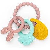 MISSLILI Silicone Baby Teething Toys for Soothe Massage Sore Gums, Girl and Boy Teether Toy for Babies 3 Months+, Soft & Easy