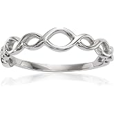 IceCarats 14K Solid White Gold Twisted Crisscross Band Stackable Ring