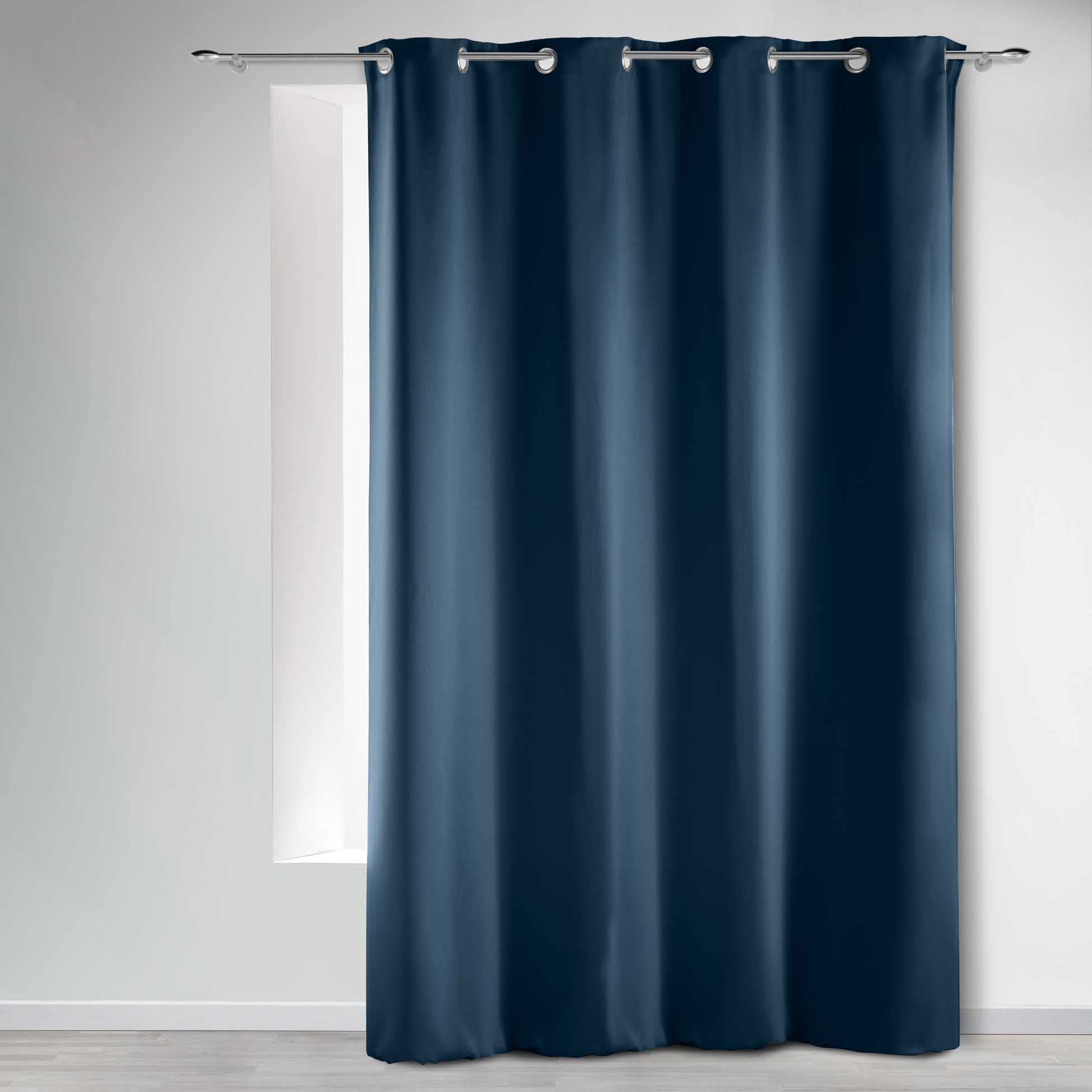 Douceur d'Intérieur, Eyelet Curtains 135 x 240 cm Opaque Navy Blue