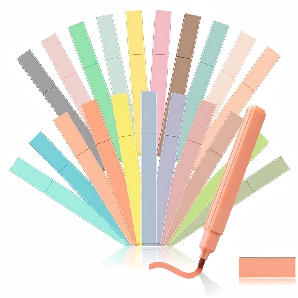 colpart Pastel Aesthetic Bible 20colors-Highlighters Assorted Colors No Bleed With Cute Pens Markers,Kawaii for Students School Office Supplies