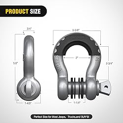 Nilight 2 Pack 3/4" D-Ring Shackle with 7/8" Screw