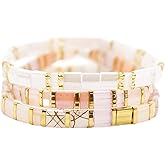 Mack and Rex Tila Bracelets - (Totally Chic) Durable and Waterproof Stretchy Tile Beaded Bracelets, Lightweight and Comfortable, Ideal for Layering - Bracelets for Women - Ideal Gifts
